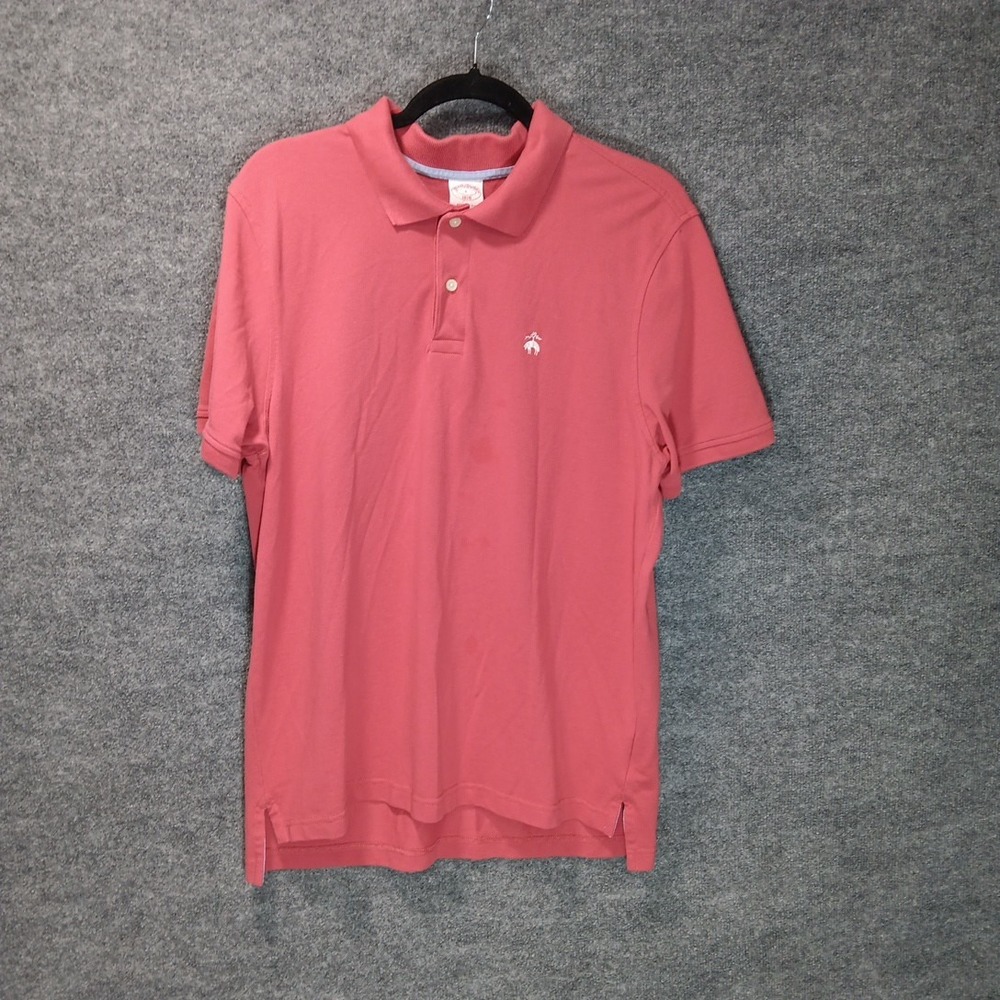 Brooks Brothers 1818 Original Fit Polo Shirt Salmon Embroidery Golf Distressed L